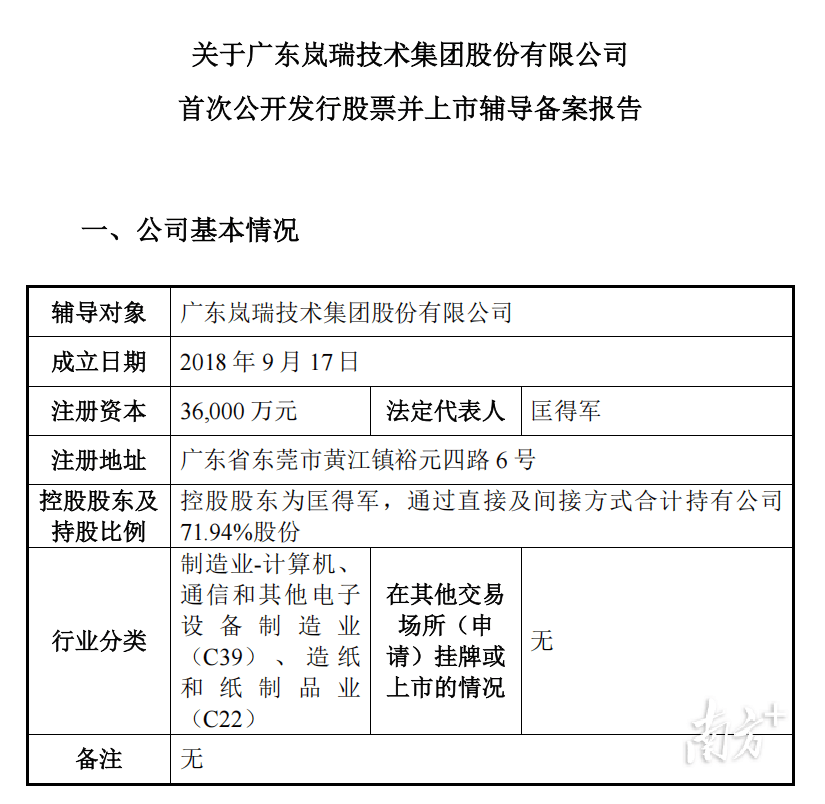 东莞黄江或将再添一家上市企业！岚瑞技术完成IPO辅导备案登记
